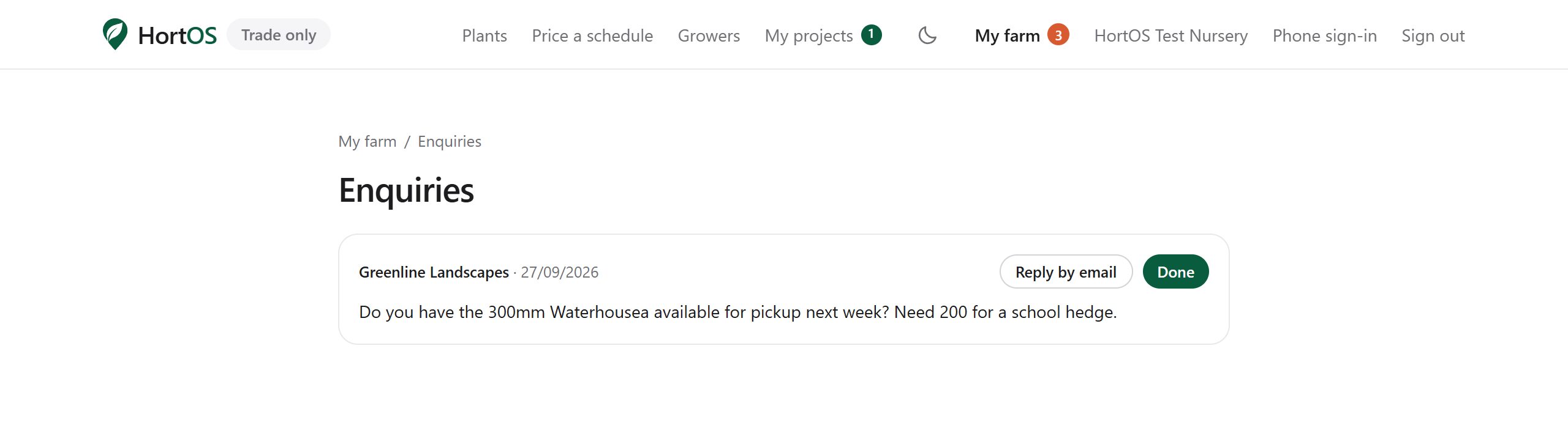 The enquiries inbox