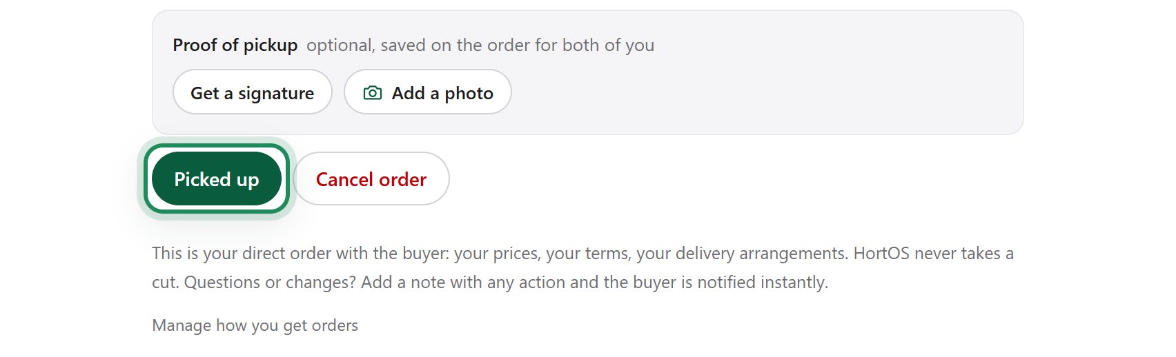 The picked up button
