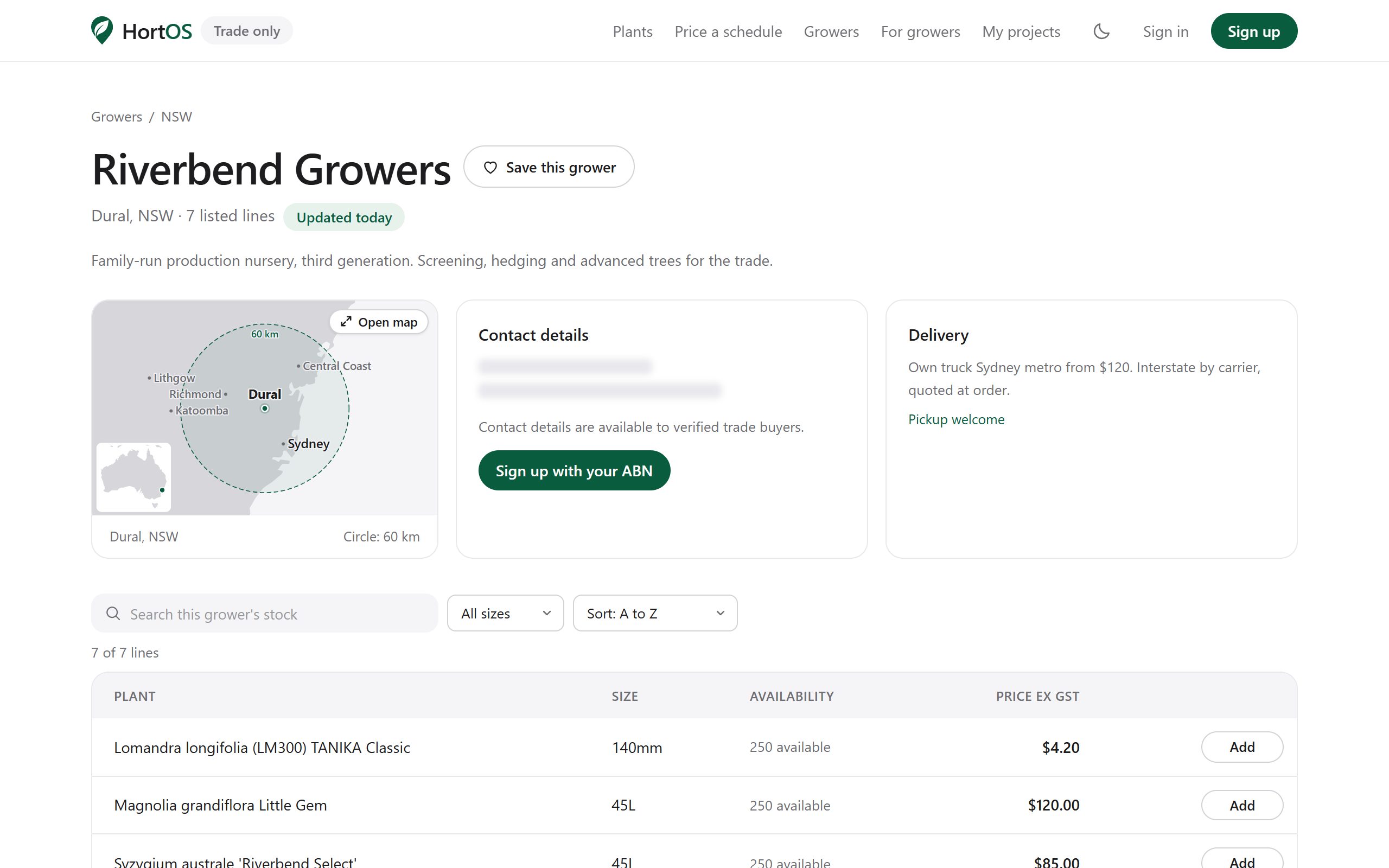 A grower's public page
