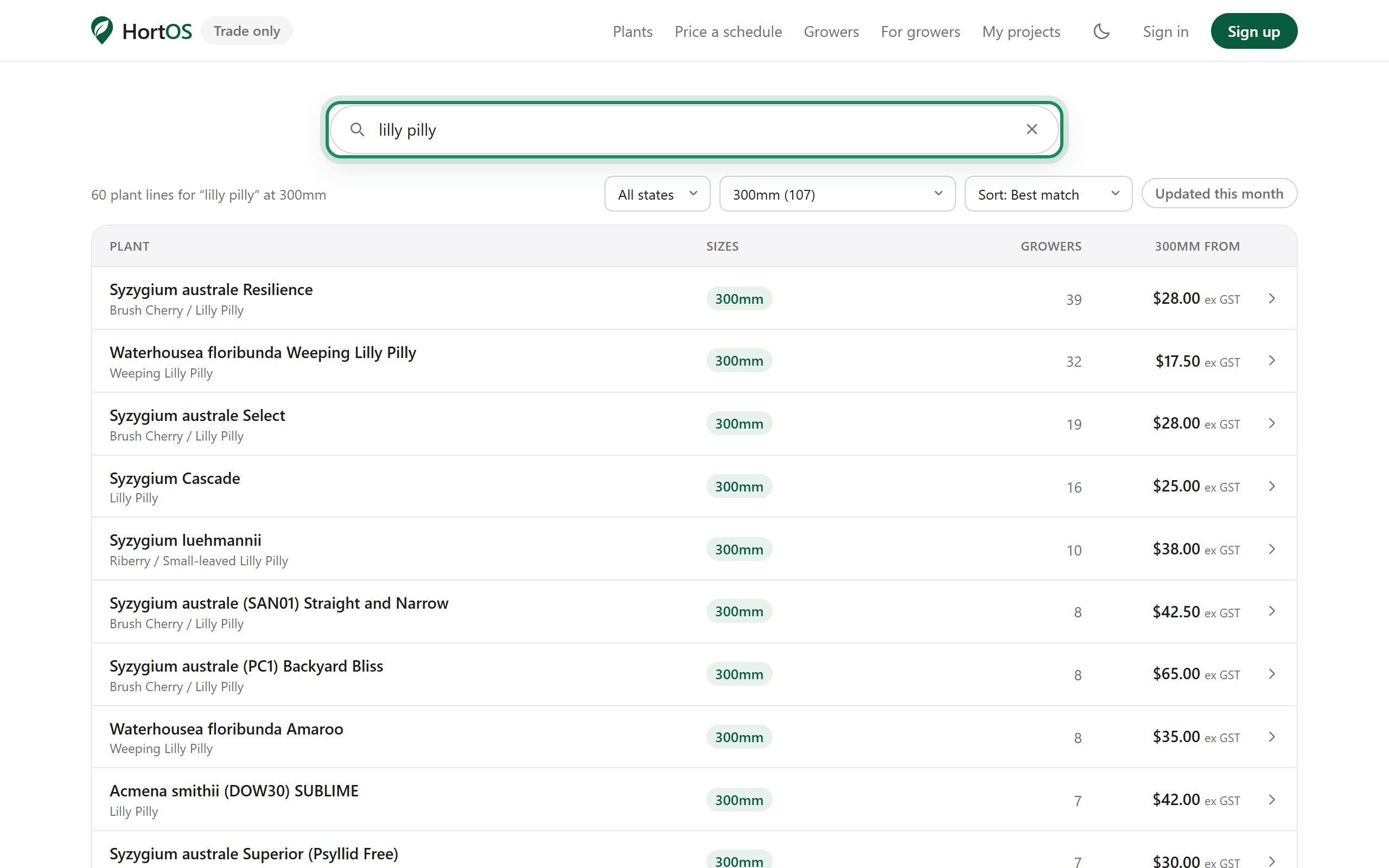 Search with a size in the query